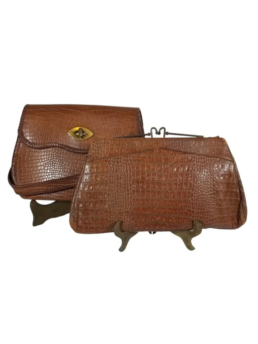 Vintage Faux Reptile Purses 1940s-50s Handbags Imitation Alligator and Crocodile